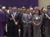 LA PRESIDENTE FUJIMORI Y MIEMBROS DEL GABINETE RECIBIERON AL SEÑOR DE LOS MILAGROS EN EL PATIO DE HONOR
